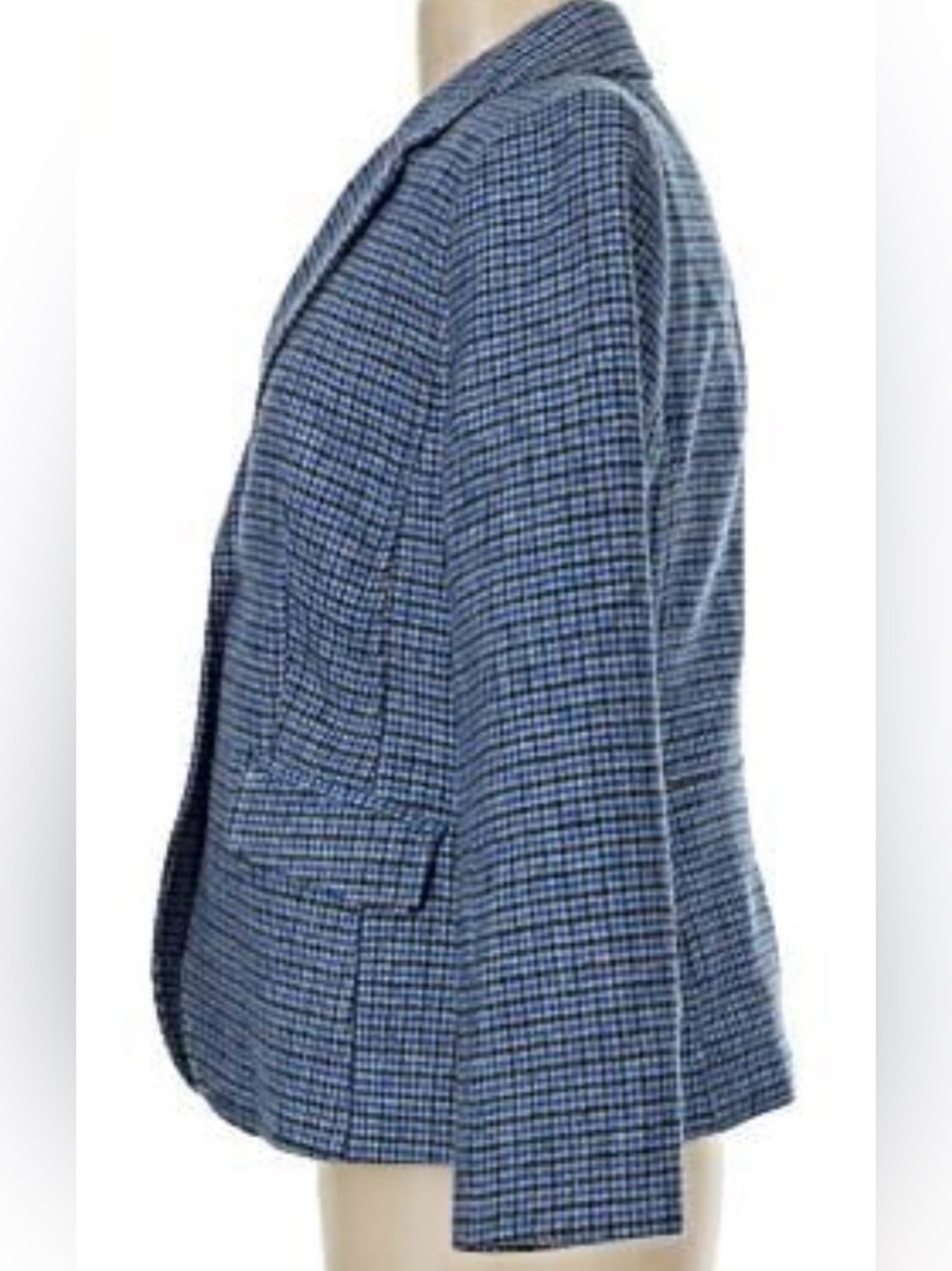Talbots Aberdeen Classic Houndstooth Blue Tweed Blazer Jacket - Women - Picture 2 of 8